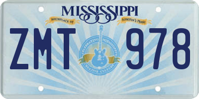 MS license plate ZMT978