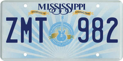 MS license plate ZMT982