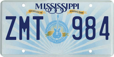 MS license plate ZMT984