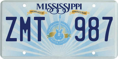 MS license plate ZMT987