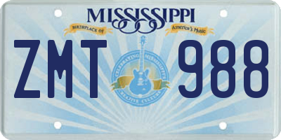 MS license plate ZMT988