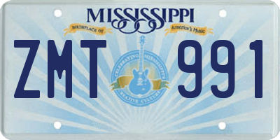 MS license plate ZMT991