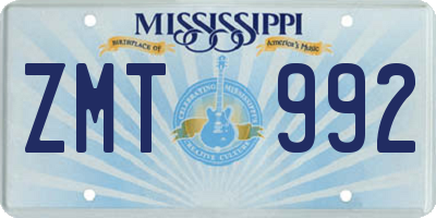 MS license plate ZMT992