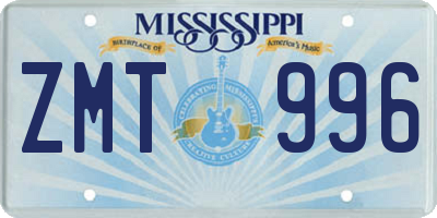 MS license plate ZMT996