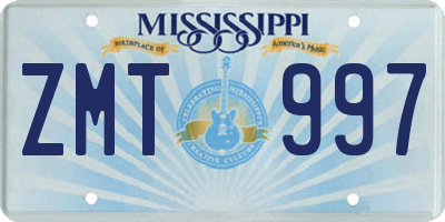 MS license plate ZMT997