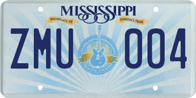 MS license plate ZMU004