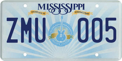 MS license plate ZMU005