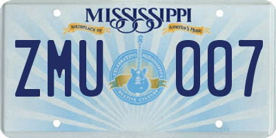 MS license plate ZMU007