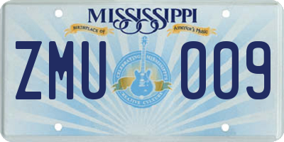 MS license plate ZMU009