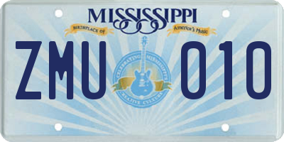 MS license plate ZMU010