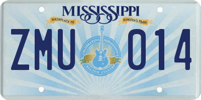 MS license plate ZMU014