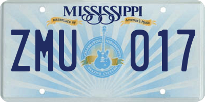 MS license plate ZMU017