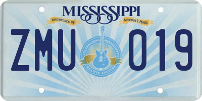 MS license plate ZMU019