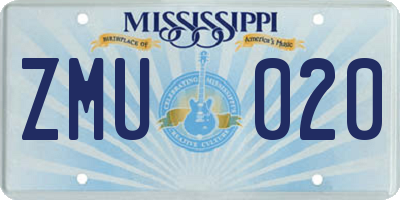 MS license plate ZMU020