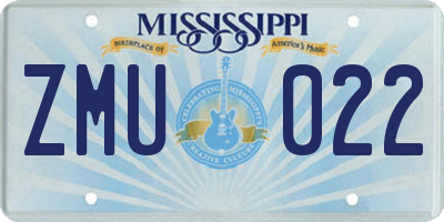 MS license plate ZMU022