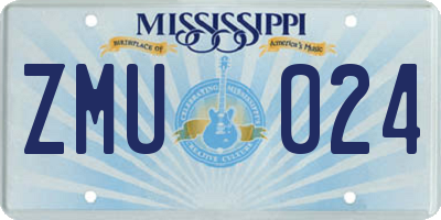 MS license plate ZMU024