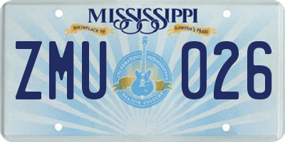 MS license plate ZMU026