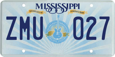 MS license plate ZMU027