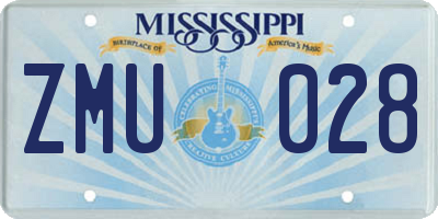 MS license plate ZMU028