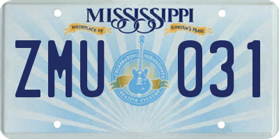 MS license plate ZMU031