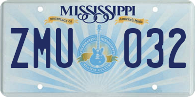 MS license plate ZMU032