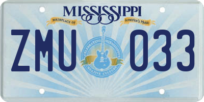 MS license plate ZMU033