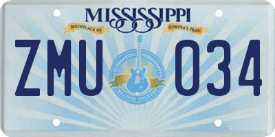 MS license plate ZMU034