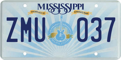 MS license plate ZMU037