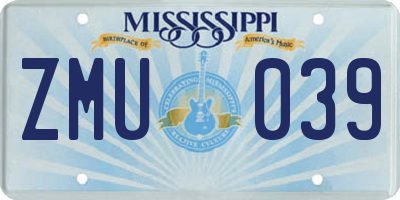 MS license plate ZMU039