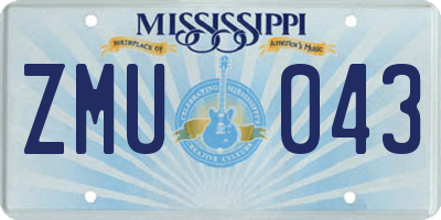 MS license plate ZMU043