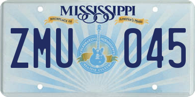 MS license plate ZMU045