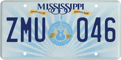 MS license plate ZMU046
