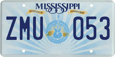 MS license plate ZMU053