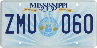 MS license plate ZMU060