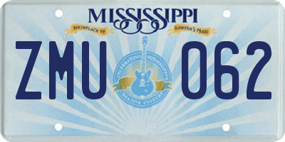 MS license plate ZMU062