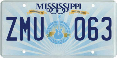 MS license plate ZMU063