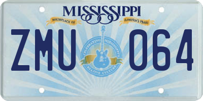 MS license plate ZMU064