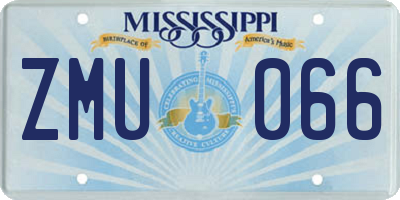 MS license plate ZMU066