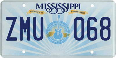 MS license plate ZMU068