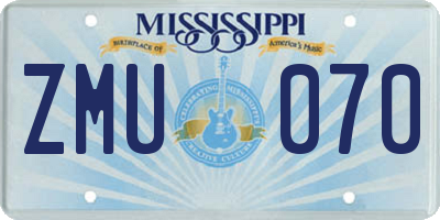 MS license plate ZMU070