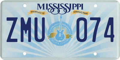 MS license plate ZMU074