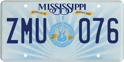 MS license plate ZMU076