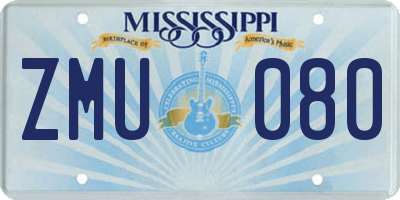 MS license plate ZMU080