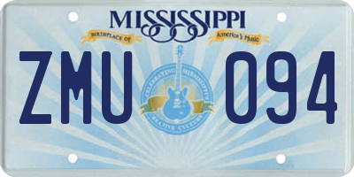 MS license plate ZMU094