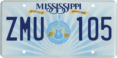 MS license plate ZMU105