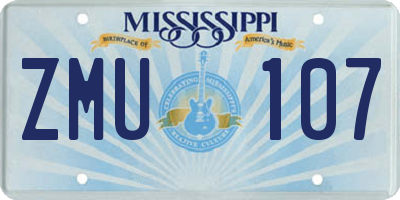 MS license plate ZMU107