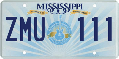 MS license plate ZMU111