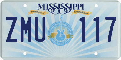 MS license plate ZMU117