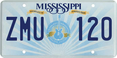 MS license plate ZMU120