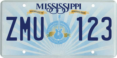 MS license plate ZMU123